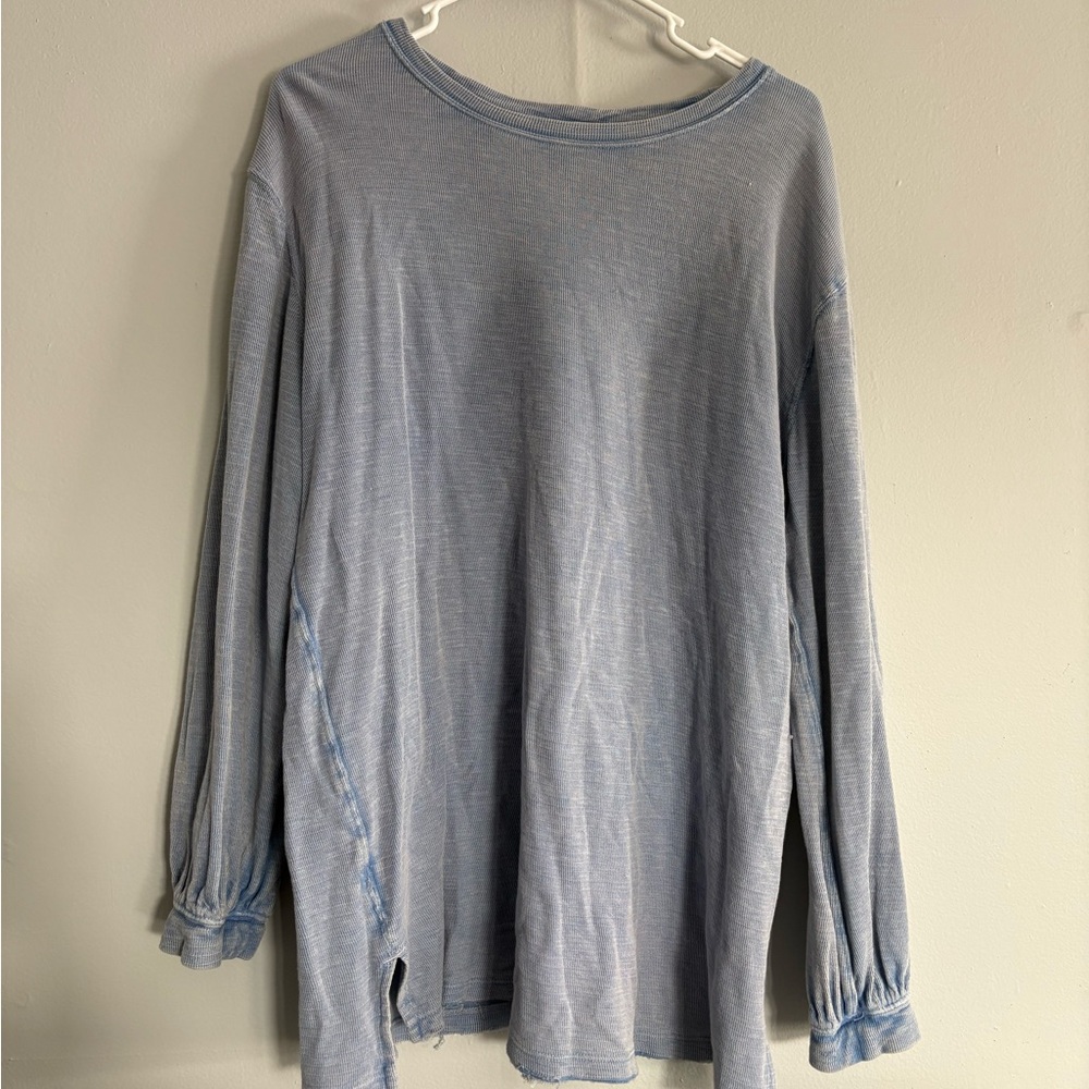 Free People Light Blue Long Sleeve Top